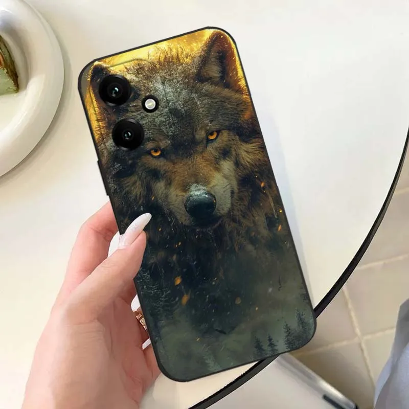 Funda con patrón de arte de lobo para Honor Magic4 3 400 300 200 100 90 Ultra GT Lite Pro Plus Power 5G funda de teléfono negra - imagen 2