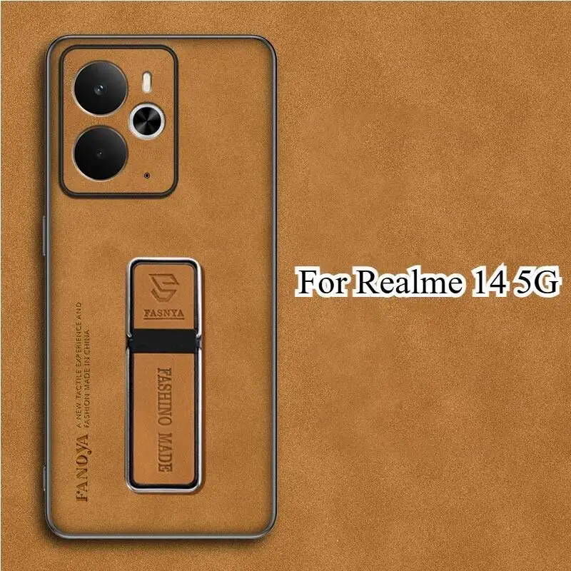 Funda de piel de oveja para Realme 15 15T 14 5G, funda para Realme 14 Pro Plus, funda de silicona mate de lujo con soporte para parachoques - imagen 3