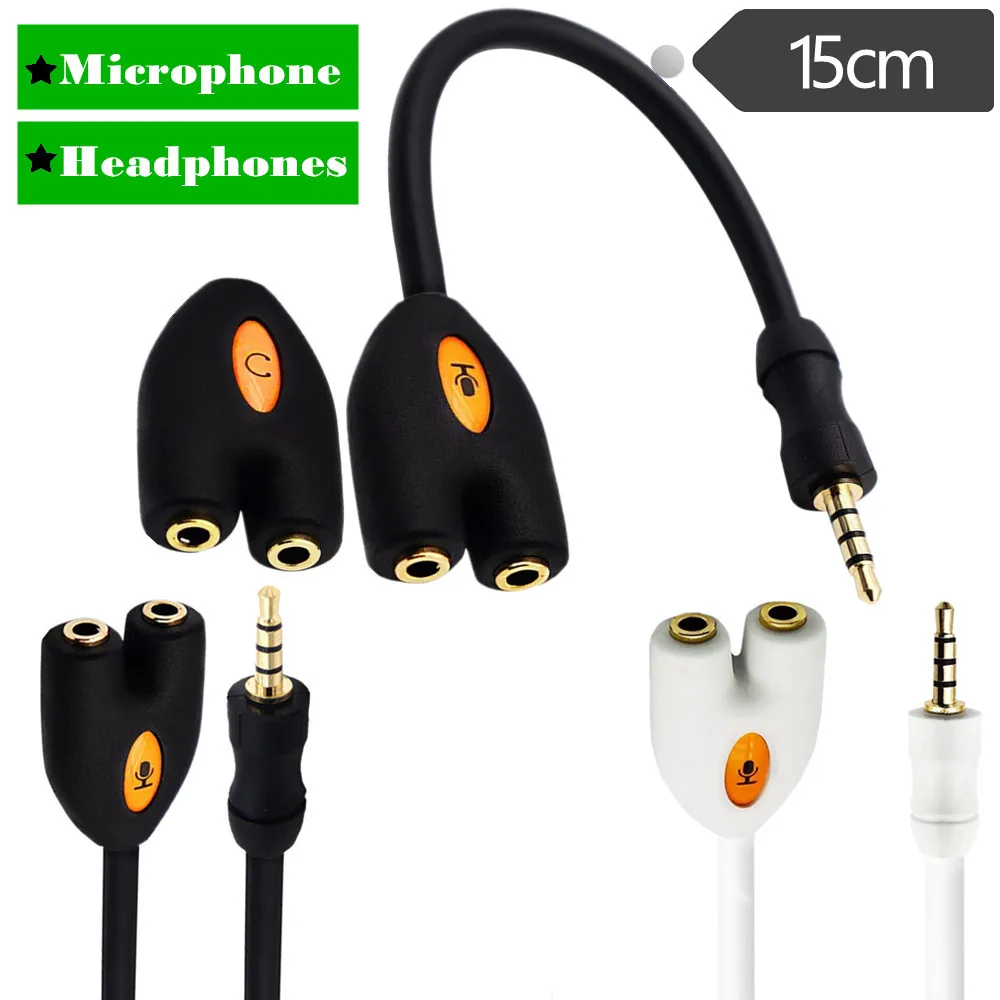 Auriculares de audio uno en dos de alta calidad chapados en oro con micrófono de 3,5 mm, 4 etapas divididas en 2 cables de bares colectores