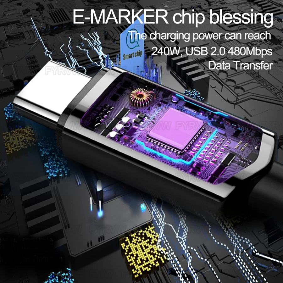 Cable USB tipo C PD3.1 de carga rápida, 240W, QC5.0, QC4.0, para iphone 15, Huawei, Samsung, Xiaomi VOOC Warp, Macbook - imagen 5