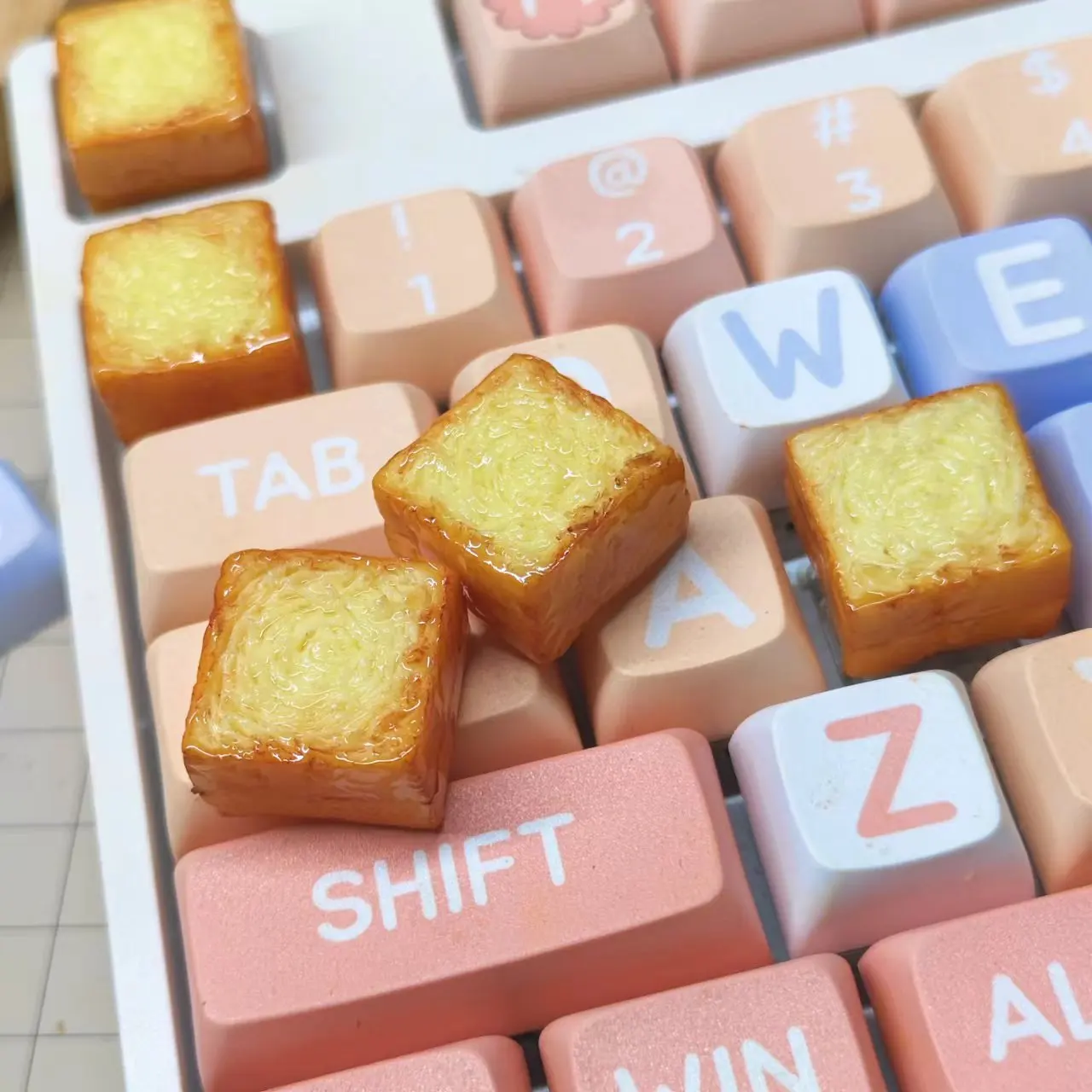 Teclas de pan tostado de pastelería DIY, botones de ordenador creativos personalizados, teclas de teclado mecánico universales