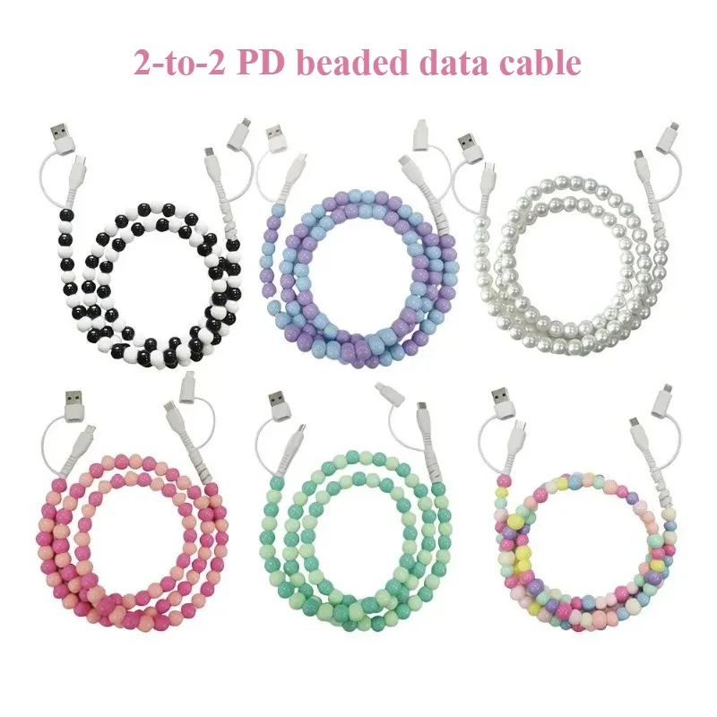 Cable de carga 4 en 1 60w PD3.0 para IPhone, cuentas de sincronización rápida de datos, Cable de teléfono, Cable de carga USB de 8 pines para todos los teléfonos