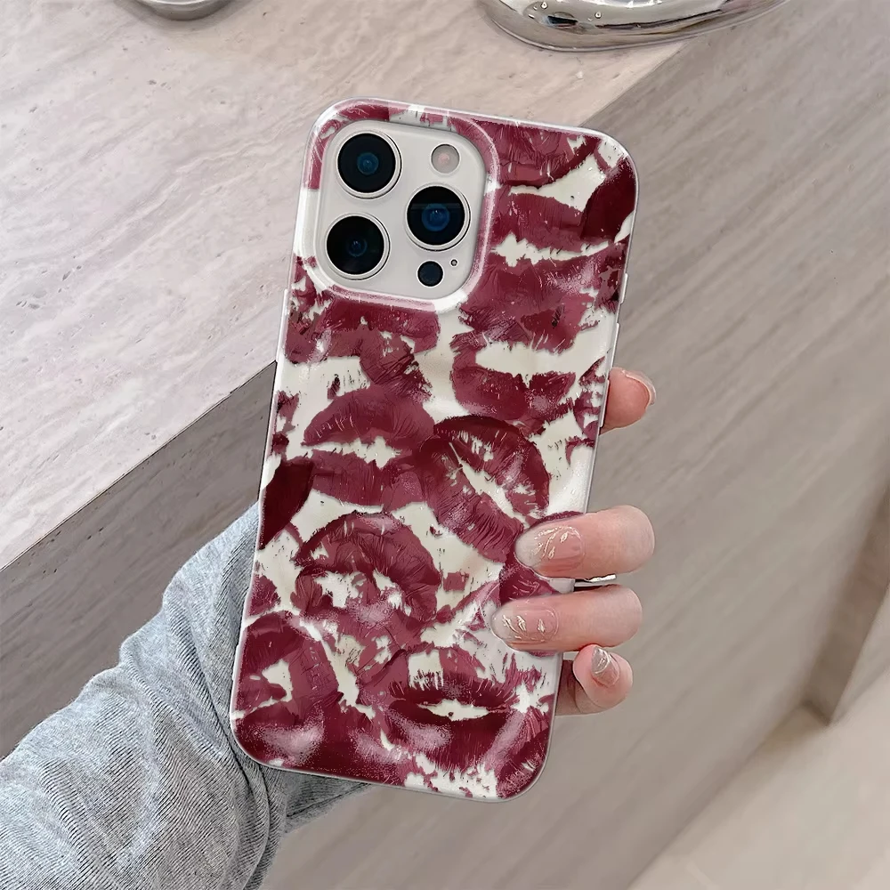 Funda con diseño de textura 3D con estampado de labios para iPhone 17 Pro Max 17 Air 16 Pro 15 14 Plus 13 12 11, funda de silicona suave a prueba de golpes - imagen 4