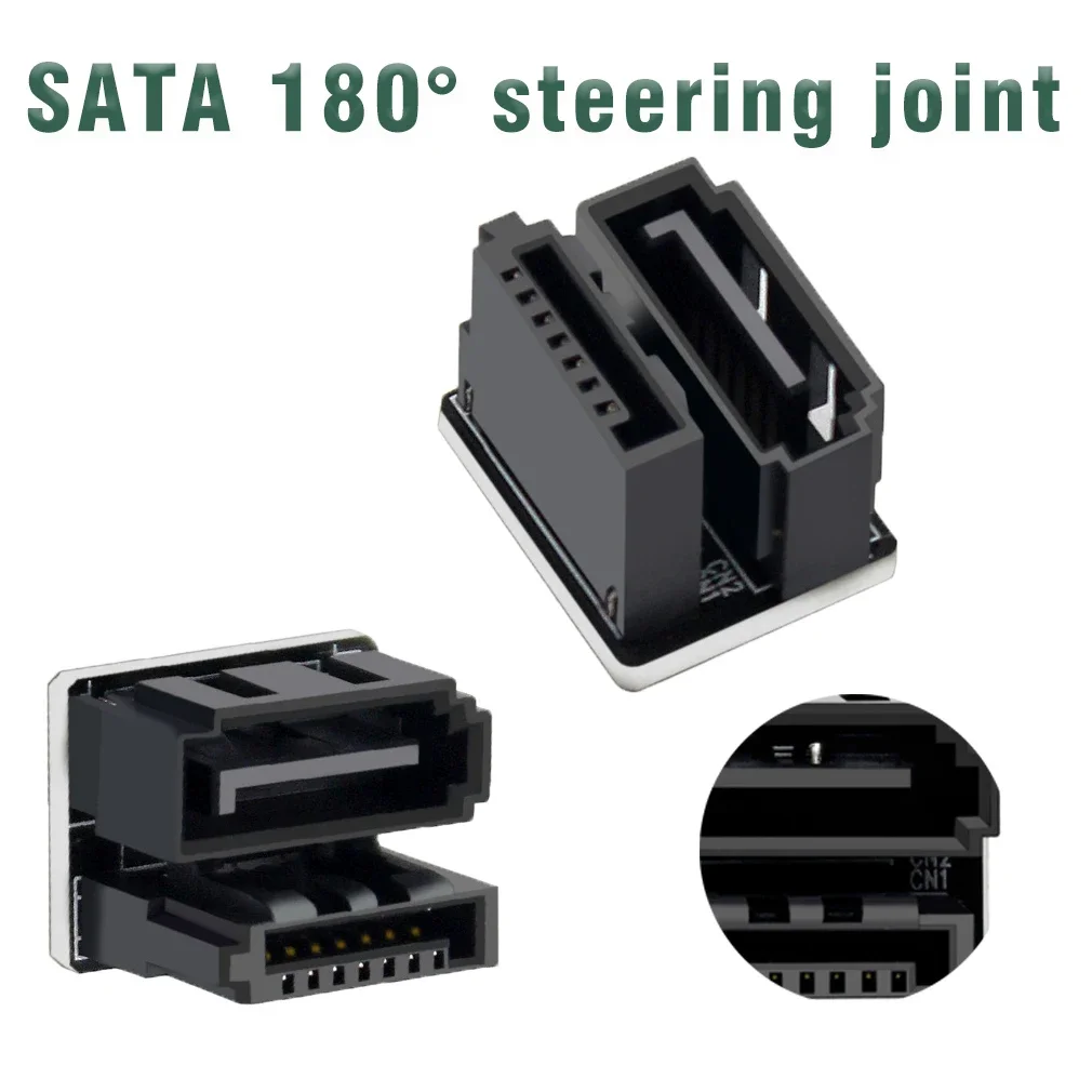 SATA 6GB 7Pin hembra a 7pin macho adaptador en ángulo de 180 grados placa base para escritorios SSD HDD - imagen 5