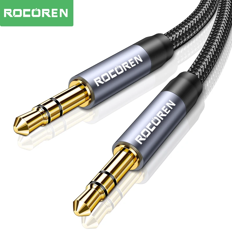 Rocoren-Cable auxiliar de Audio macho a macho, Conector de 3,5mm para teléfono, auriculares, coche, MP3, altavoz, ordenador, 5 M