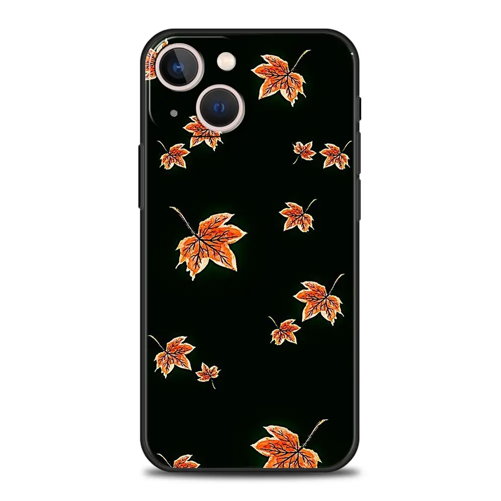 Funda de teléfono de lujo para iPhone, carcasa negra con hojas de otoño, zorro, calabaza, Halloween, 15, 13, 14, 12, 11 Pro MAX, XR, X, SE, XS, 7, 8 Plus - imagen 5