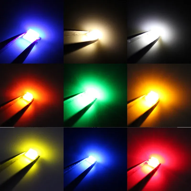 100 Uds 3528 (1210) SMD LED diodo emisor lámpara Chip cuentas de luz blanco cálido rojo verde azul amarillo naranja rosa RGB Micro LED - imagen 4