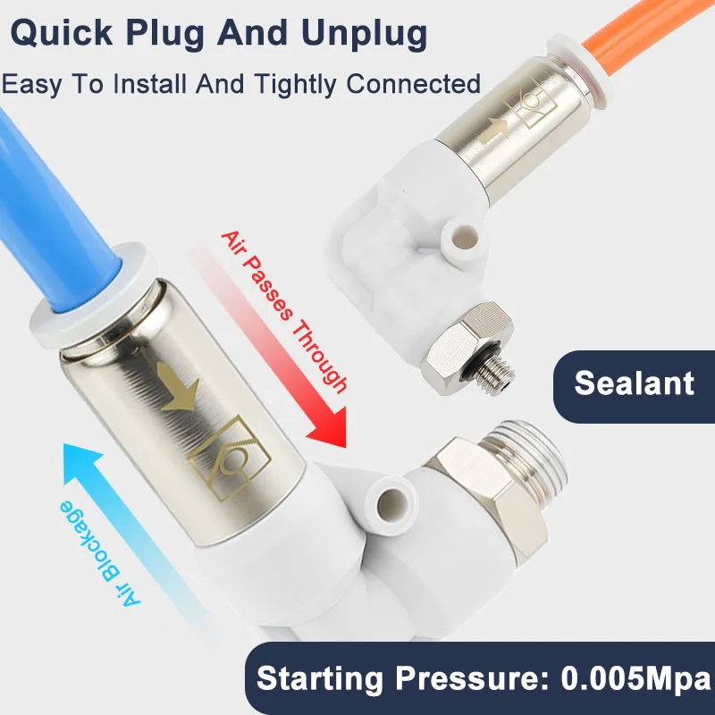 Válvula de retención neumática SPL/VPL4/6/8/10/12 rosca externa conector roscado en forma de L conector neumático de enchufe rápido traqueal - imagen 3