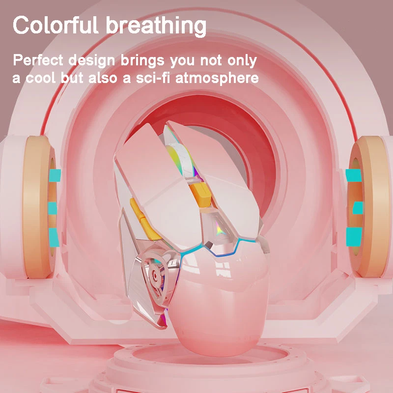 Lindo ratón inalámbrico 2,4G silencioso recargable mecánico Esports Mause ergonómico retroiluminado juego ratones para ordenador de oficina portátil - imagen 3