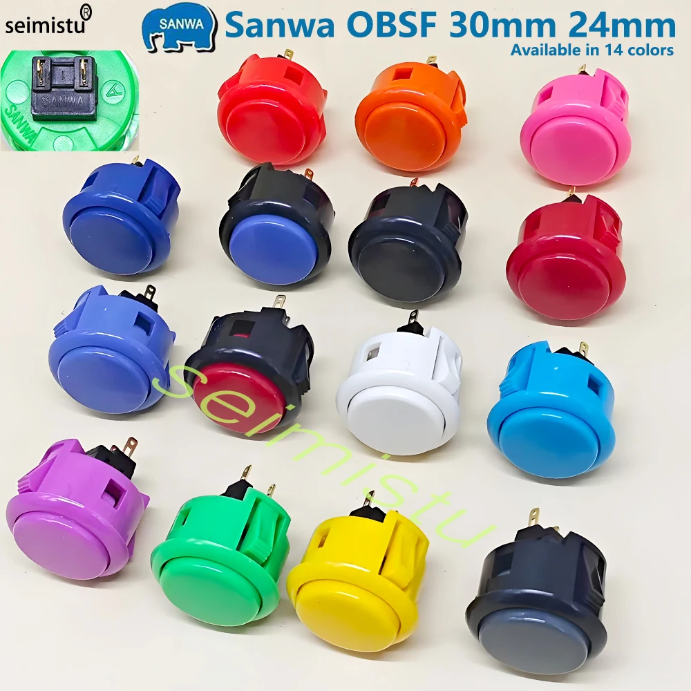 1 Uds. Botón sanwa Original OBSF 30 obsf24 botón de arcade 24mm 30mm interruptor Nintendo MAME raspberry pi botones de repuesto