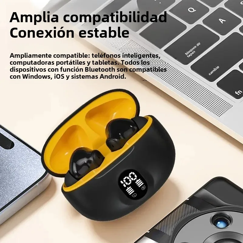 Auriculares inalámbricos con Bluetooth, cascos TWS con micrófono estéreo deportivos, intrauditivos con Control táctil, Larga modo de reposo, llamadas HD, juego - imagen 5