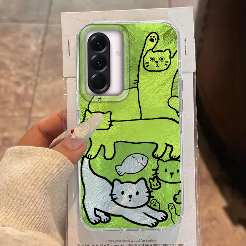 Funda para Samsung Galaxy A56 A36 A16 A25 A35 A26 S25 S24 Plus Ultra FE 5G funda de teléfono púrpura dibujos animados pez gato para Samsung A55 bolsa - imagen 4