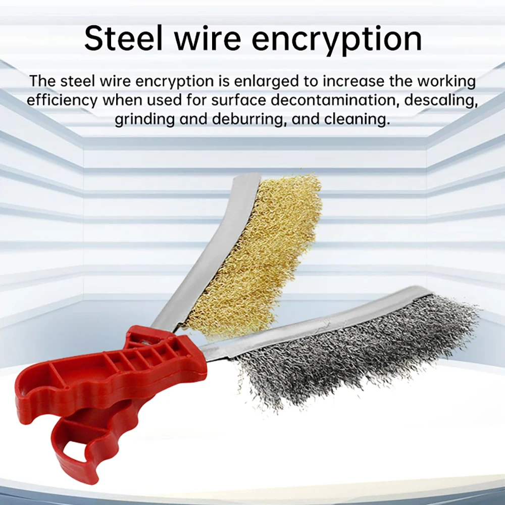 Cepillo de Metal para óxido, herramientas de limpieza de alambre chapado en cobre de acero inoxidable, descontaminación, molienda, desbarbado, cepillo multifuncional - imagen 2