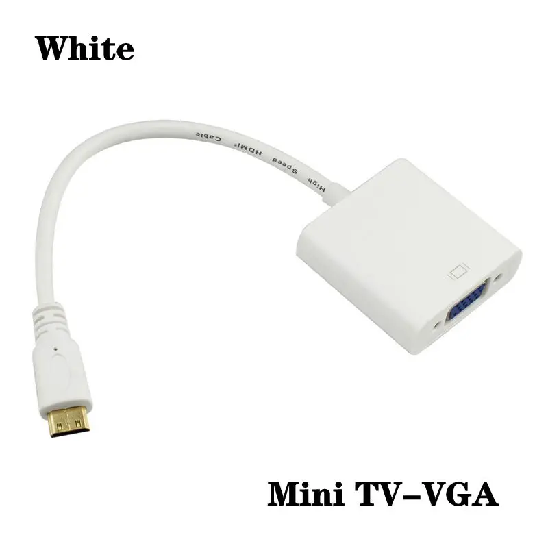 Micro Mini HDMI Compatible con Cable VGA, convertidor de alta definición a conector VGA con Audio (blanco y negro) - imagen 5
