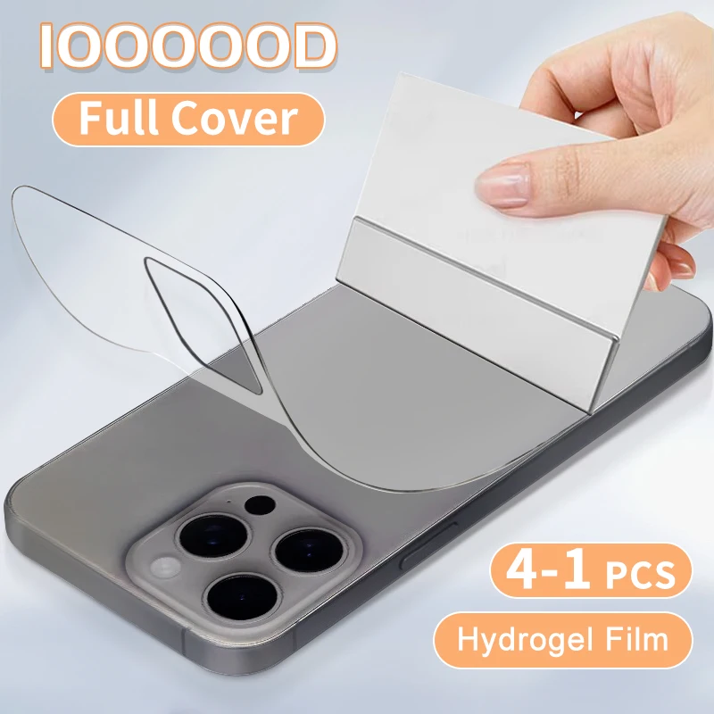Película trasera de hidrogel para iPhone 17 Pro Max Air 16 15 14 13 12 11 Plus, Protector de pantalla suave, película de cobertura completa sin vidrio, 4-1 Uds.