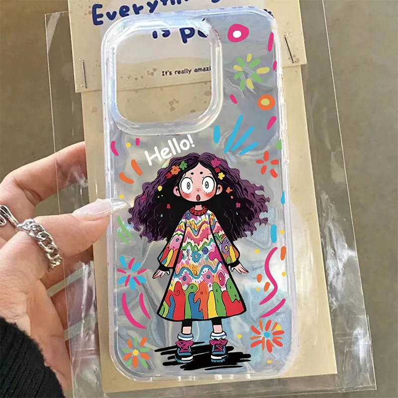 Funda de gato negro para iPhone 7 8 Plus XR XS Max SE 2020 dulce linda moda para chicas amor corazón colorido flor PC fundas de teléfono - imagen 2