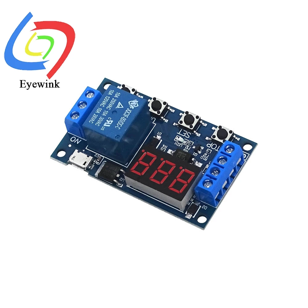 Relé temporizador DC 6-30V, módulo de relé de retardo programable, temporizador de ciclo con pantalla LED, 6V, 9V, 12V, 24V, compatible con Micro USB - imagen 2