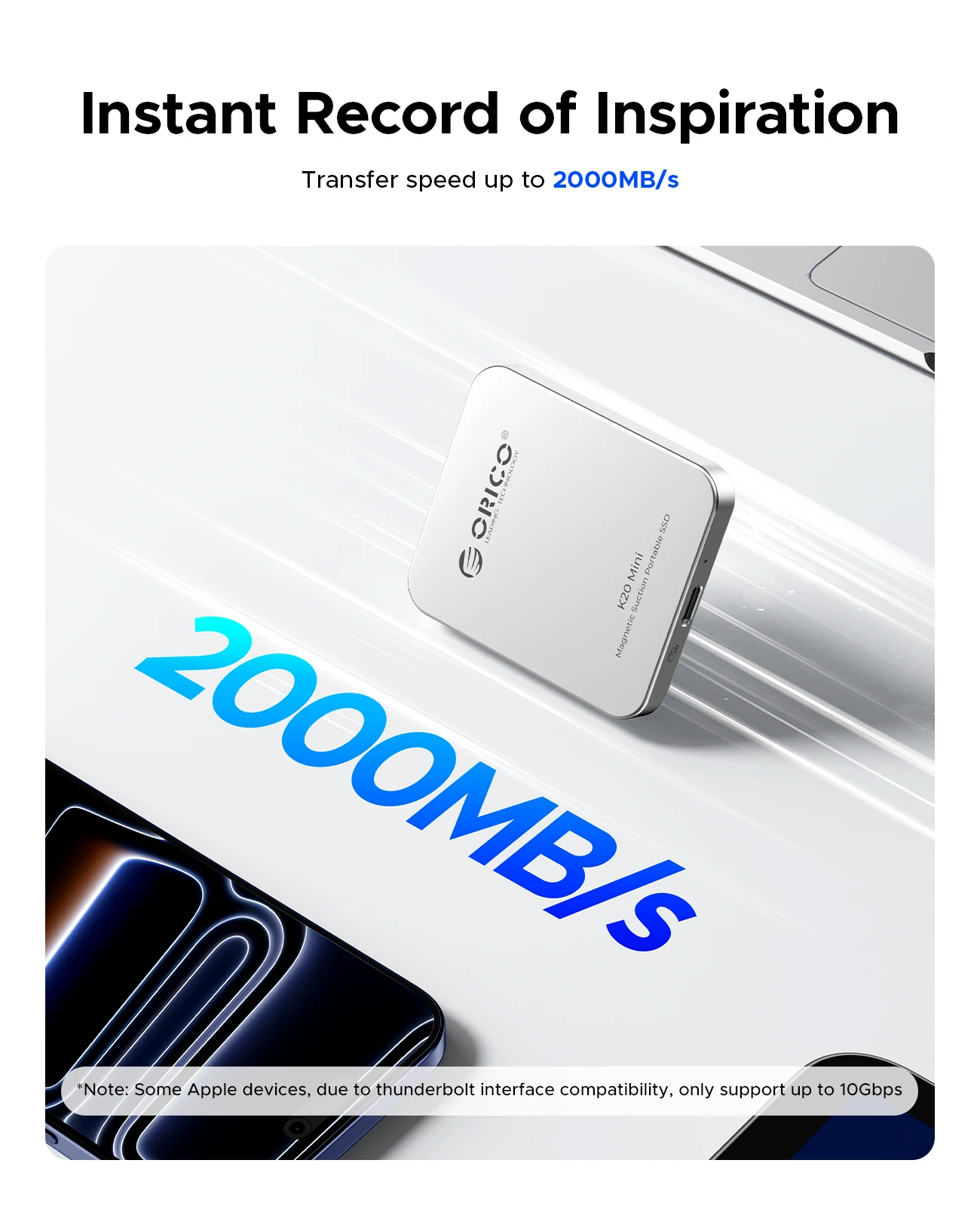ORICO SSD Externo Magnético para iPhone 16/15 Pro – ProRes 2000 MB/s - imagen 4