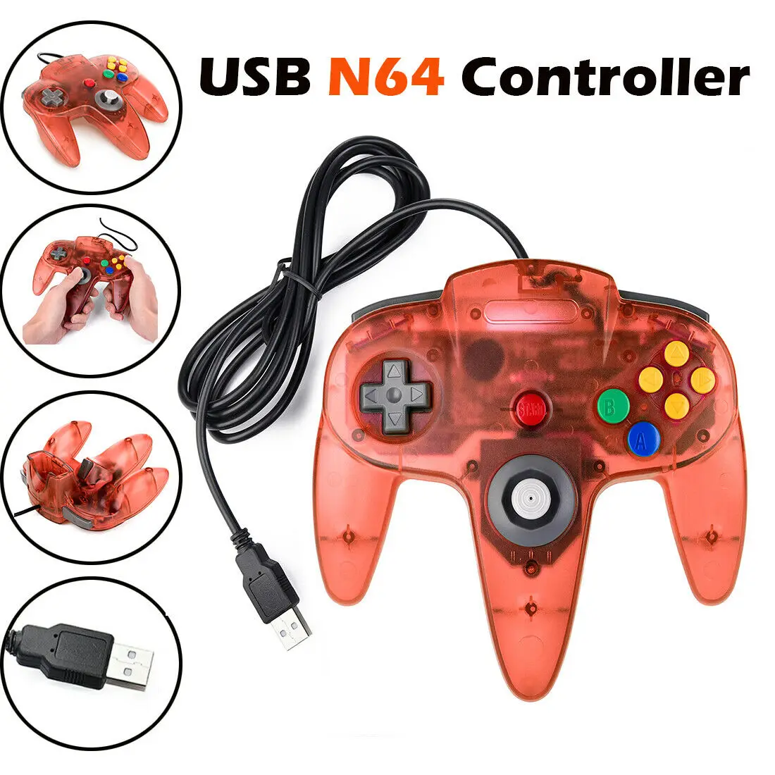 [Versión USB] Controlador USB para juegos clásicos N64, mando de juegos con cable para Windows PC Mac Linux Raspberry Pi 4 3 - imagen 5
