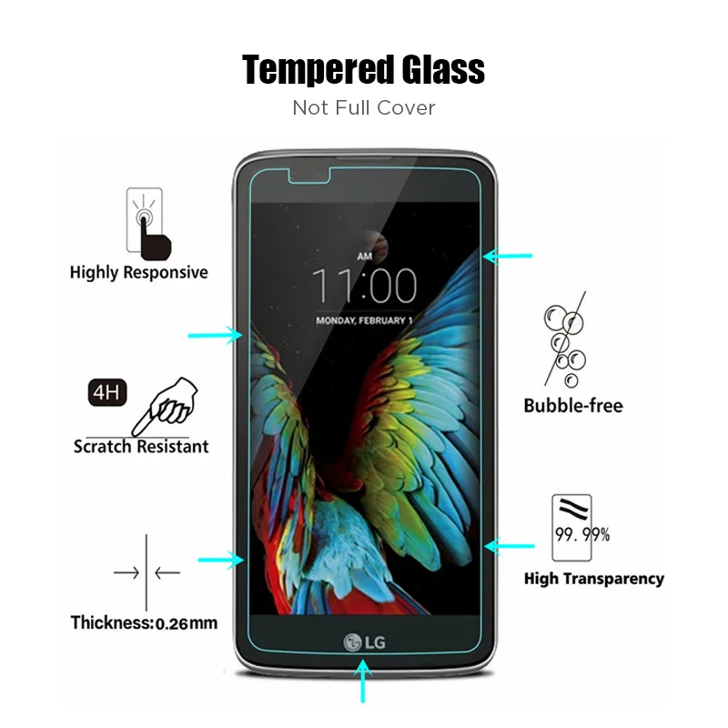 Vidrio templado antiarañazos en LG K8 K7 K4 K3 Protector de pantalla de teléfono móvil para LG K10 Pro K10 Power Glass frontal - imagen 2