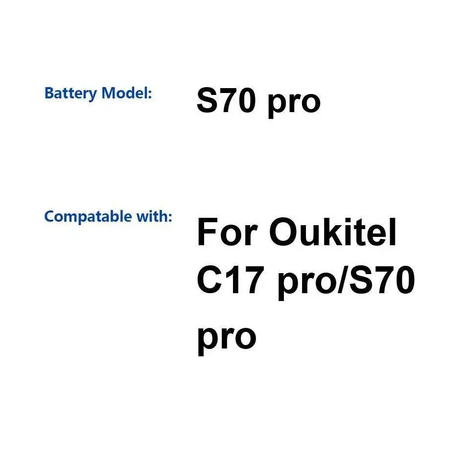 Batería de teléfono móvil para Oukitel C17 Pro S70 3900Mah carga rápida
