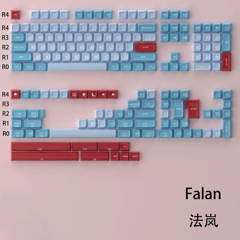 Juego de teclas originales con tema Falan, teclas Retro ABS con perfil de cereza para accesorios de teclado mecánico, teclas personalizadas, interruptor MX