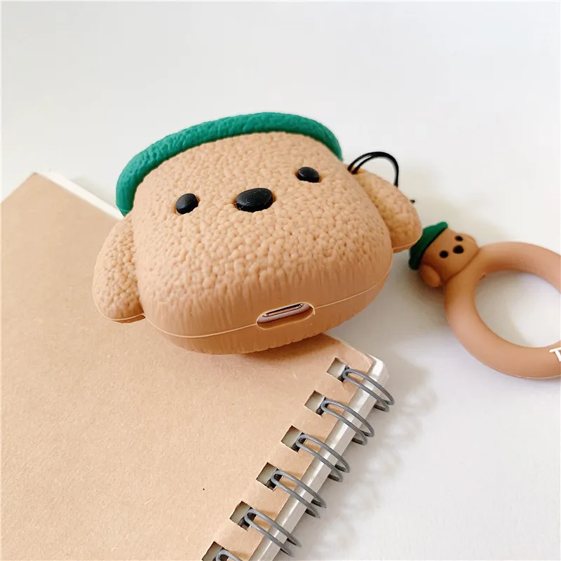 Para funda Airpods Pro 3, funda protectora de silicona con diseño de perro de peluche de dibujos animados 3D para Airpods Pro 2 funda/Airpods 4 3 2 1 - imagen 4