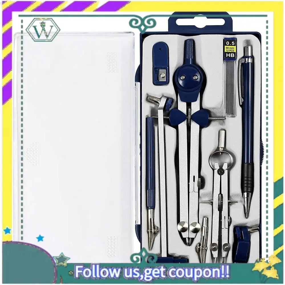 Juego de geometría de A28Q-9Pc, herramienta de precisión geométrica de brújula de Metal para estudiantes, herramienta de dibujo circular y kits de dibujo de arquitectura - imagen 5