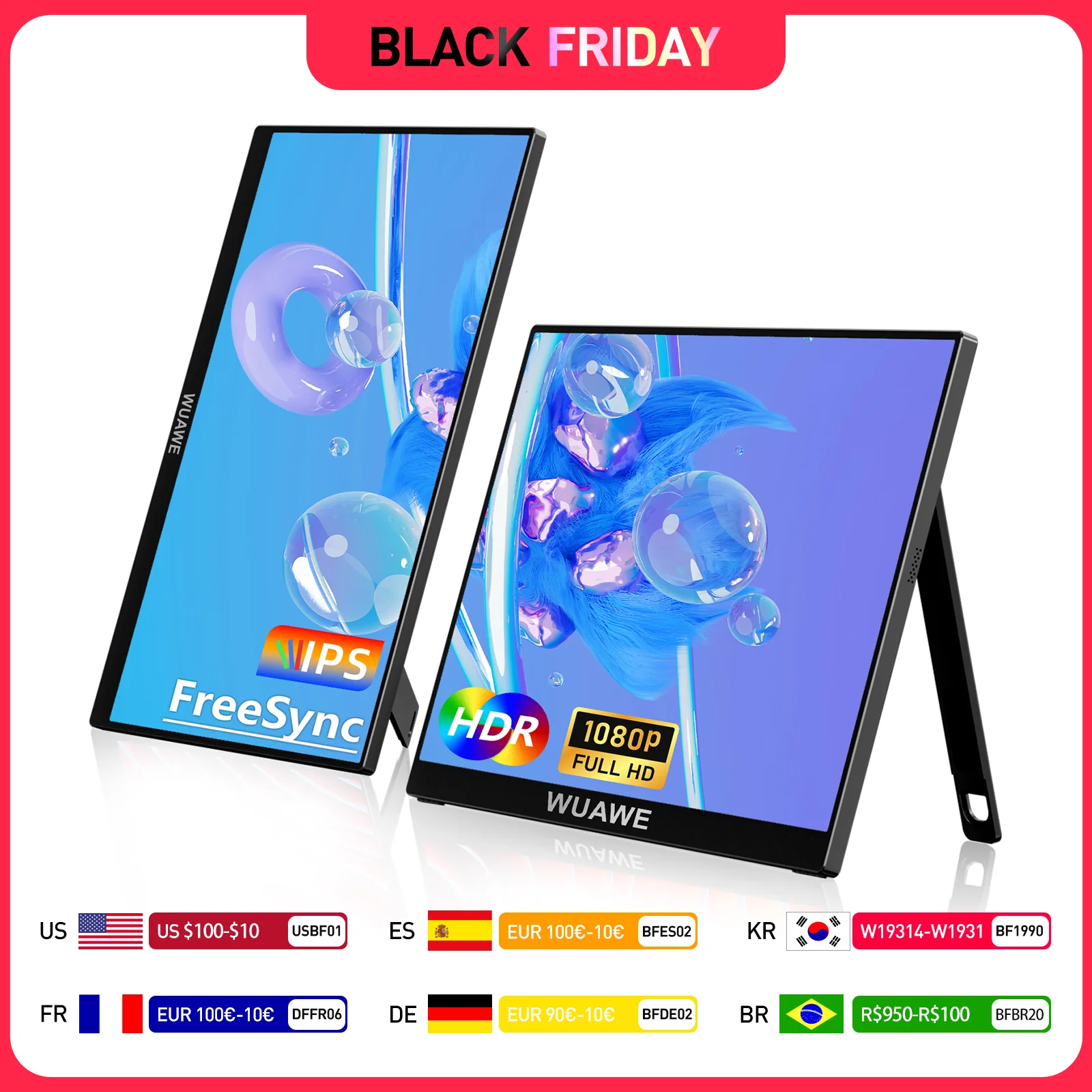 Hermosos regalos Monitor portátil para juegos de 15,6 pulgadas y 60 HZ, pantalla IPS 16:9 1080P LCD FHD, segunda pantalla externa de ordenador para teléfono - imagen 2