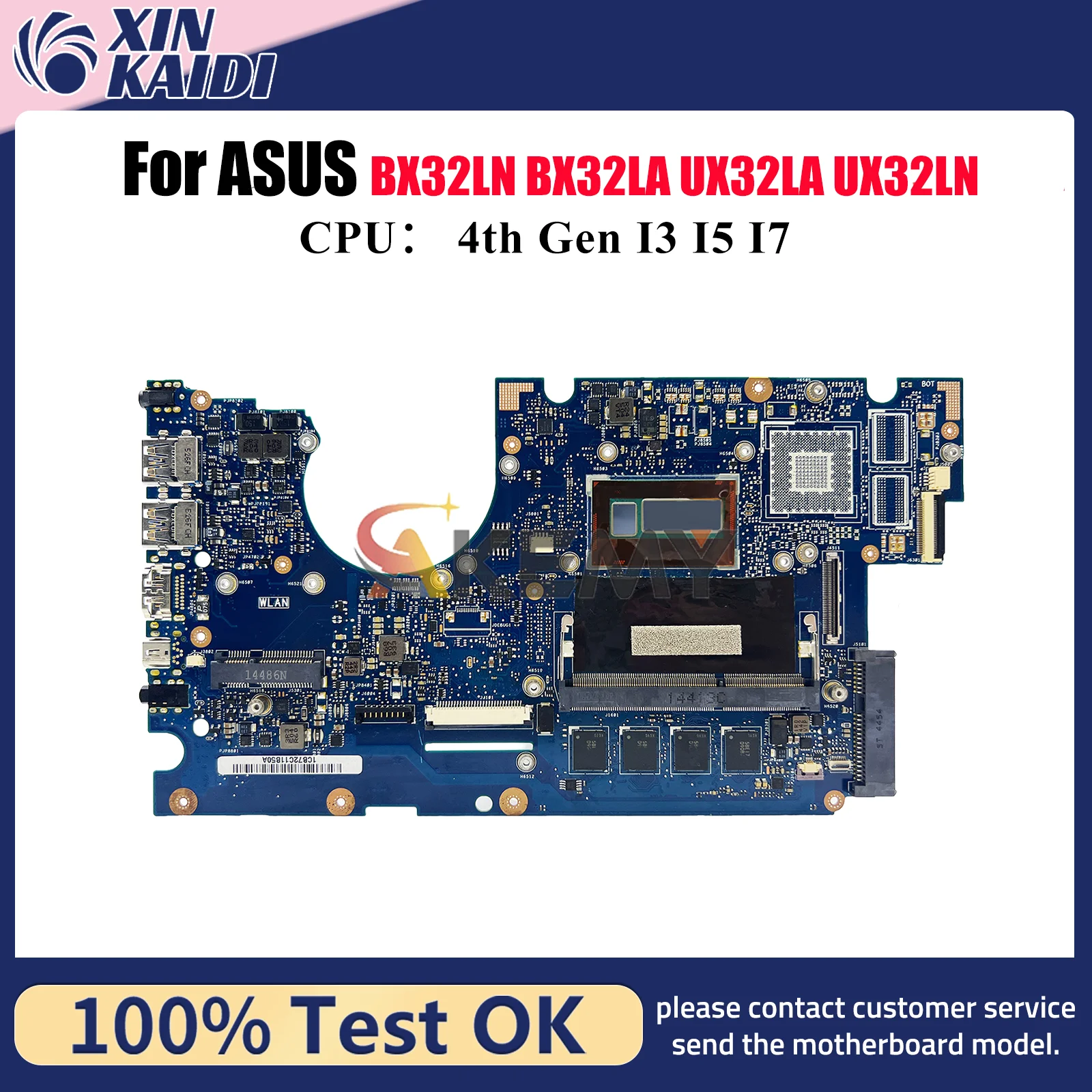 Placa base para ordenador portátil UX32LA para ASUS ZenBook UX32LN UX32L UX32LA BX32LN BX32LA placa base para portátil con CPU I3 I5 I7 100% pruebas OK