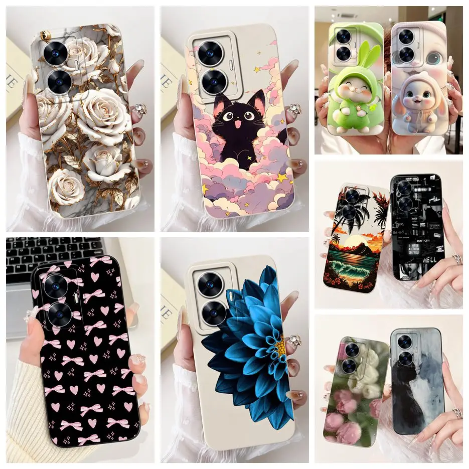 Para Realme C55 funda RMX3710 cubierta pintada de caramelo de lujo suave TPU mate funda de teléfono para Realme Narzo N55 C 55 RealmeC55 Fundas bolsas