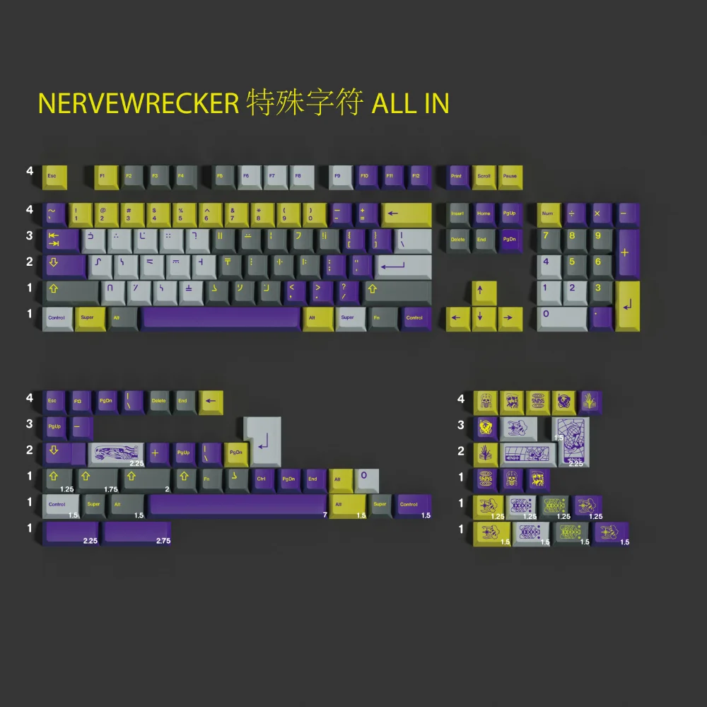Teclas PBT Cherry Profile Clone GMK NERVEWRECKER, teclas Sub de tinte de 5 lados para teclado mecánico MX 61 64 66 75 87 98 108 - imagen 2
