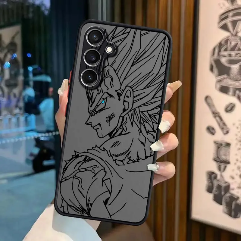 D-Dragon Ball Cool Vegeta Anime Cover For Samsung Galaxy S25 S24 S23 S22 FE Plus Ultra 5G Frosted Translucent Phone Case - imagen 4