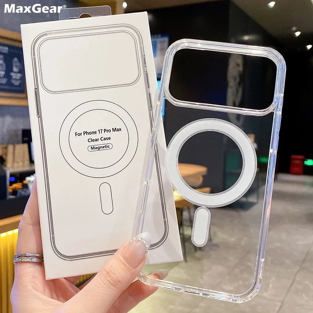 Funda transparente Original Magsafe para iPhone 17 Air 16 15 14 Pro Max Plus 13 12 Mini 11 16E 17Pro X XS XR cubierta acrílica magnética - imagen 2