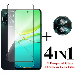 Para Vivo Y38 Protector de pantalla de vidrio de cubierta completa de 6,68 pulgadas para Vivo Y38 5G vidrio templado para Vivo Y38 5G película de lente de cámara