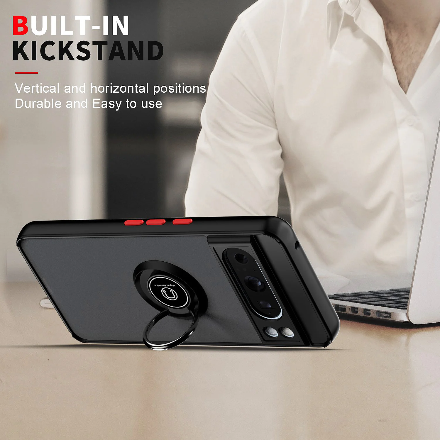 Funda protectora de cámara para Google Pixel 8 Pro, funda con anillo, soporte magnético a prueba de golpes para Google Pixel 8 Pro, Fundas - imagen 4