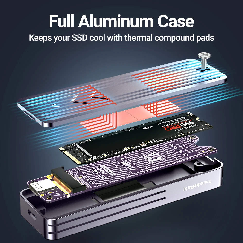 JEYI Visual Smart M.2 NVMe / SATA SSD, USB 3,2 Gen 2 10Gbps, carcasa adaptadora M2 externa compatible con M-Key B+M Key UASP Trim - imagen 5