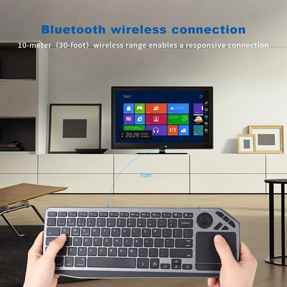 Teclado inalámbrico de TV con panel táctil, dispositivo recargable con Bluetooth, retroiluminado, 7 colores, 2,4G, para Smart TV, iOS, iPhone/IPad - imagen 4