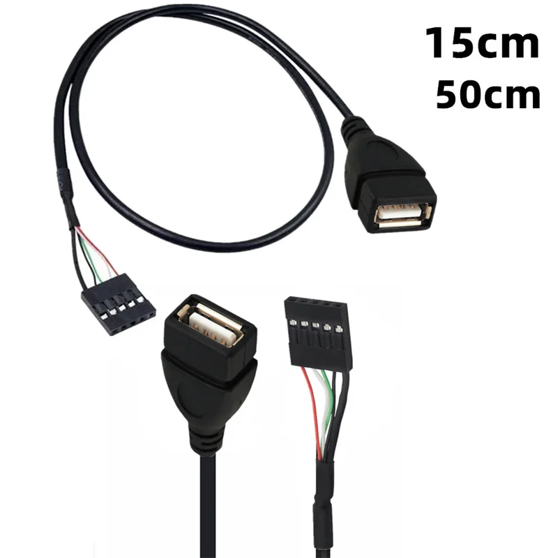 USB2.0 A hembra a 1x 5 pines hembra 2,54 USB Header PCB Cable de placa base 15CM 50CM