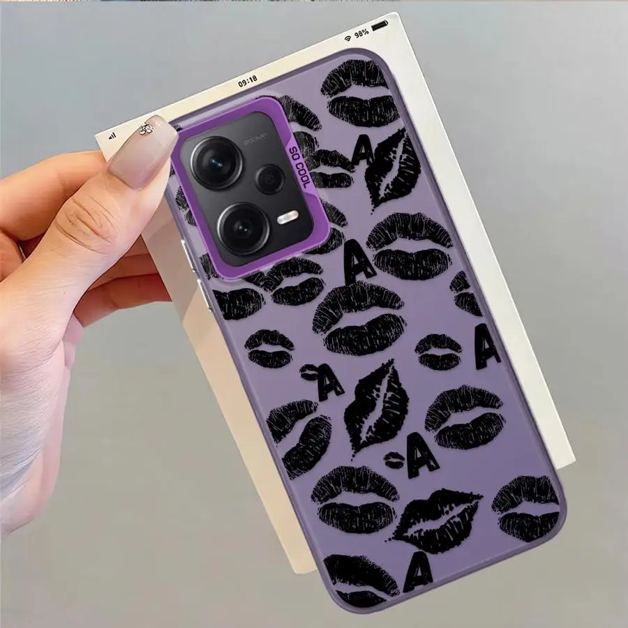 Funda para Xiaomi Mi 12T Pro 13T 11 Lite, funda trasera para teléfono con letras de labios rojos - imagen 2