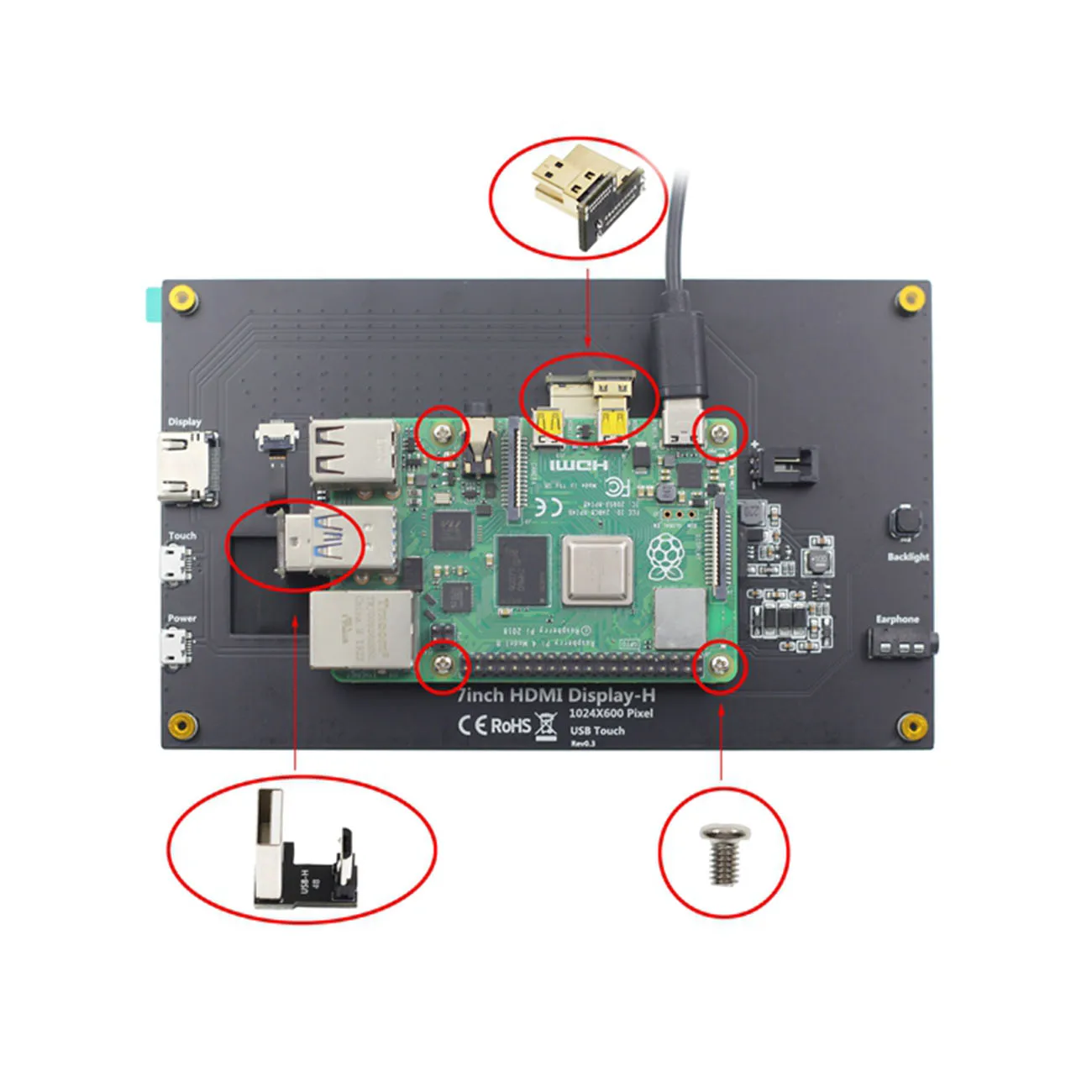 Pantalla táctil LCD IPS de visión completa de 7 pulgadas para Raspberry Pi HD HDMI Monitor capacitivo Control táctil de 5 puntos - imagen 5