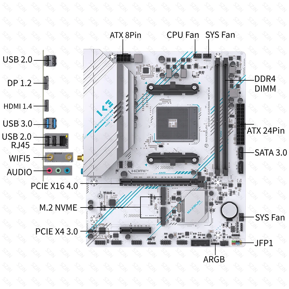 B550 placa base Cpu Combo AM4 juego de juegos con serie RYZEN 5000 DDR4 3200MHz WIFI5 integrado compatible con 2 * M2 NVME 2 * SATA3.0 - imagen 2