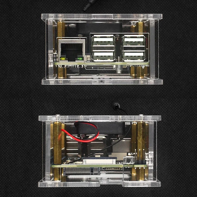 Caja acrílica Orange Pi 4A, carcasa transparente, soporte, ventilador de refrigeración, disipadores de calor opcionales para OPI 4A (sin placa base) - imagen 4