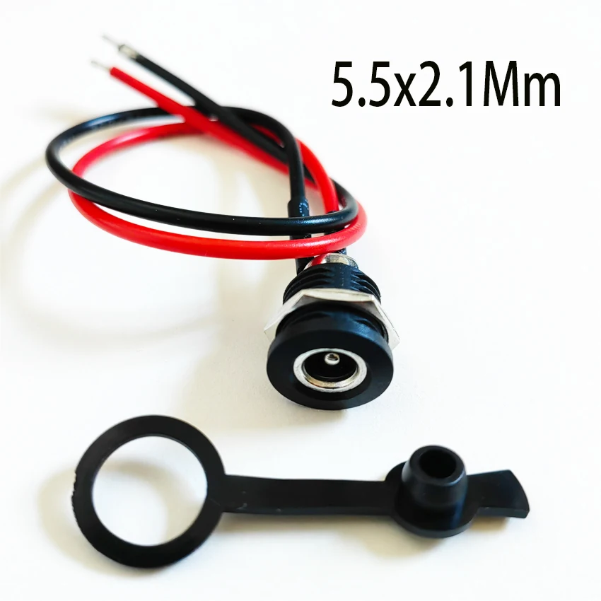 Alta corriente 20AWG 5,5*2,1mm/5,5*2,5mm DC022D Cable de alimentación CC hembra enchufe DIY conector de montaje en Panel impermeable - imagen 3