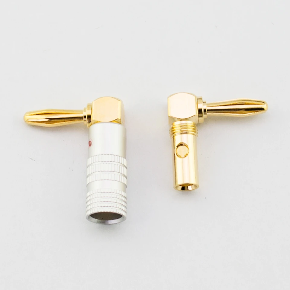 ◆ Conector de altavoz de Audio con conector Banana, enchufe de ángulo recto de 90 grados, conectores de Audio, adaptadores de terminales de altavoz chapados en oro - imagen 4