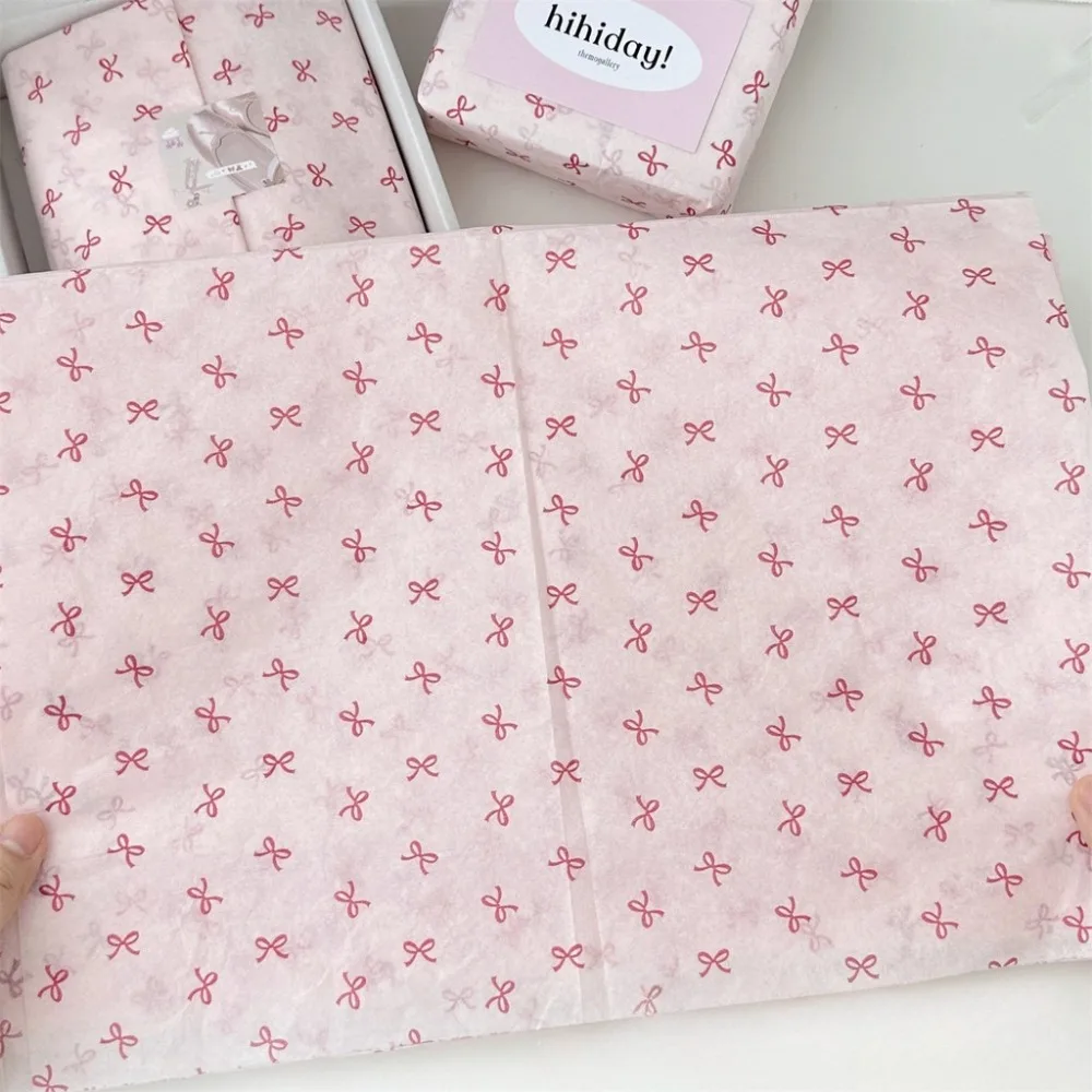 20 hojas de papel de copia de lazo de Ballet Ins con patrón de lazo rosa, papel de embalaje para ramo de flores Diy, materiales de embalaje de regalo, papel de pera de nieve