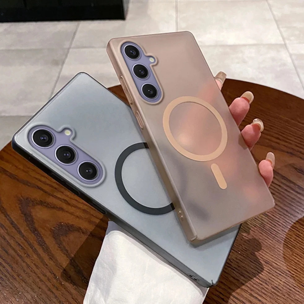 Funda magnética transparente mate delgada Magsafe de lujo para Samsung S25 + Ultra S24 FE S23 Plus S 23 24 25 - imagen 3