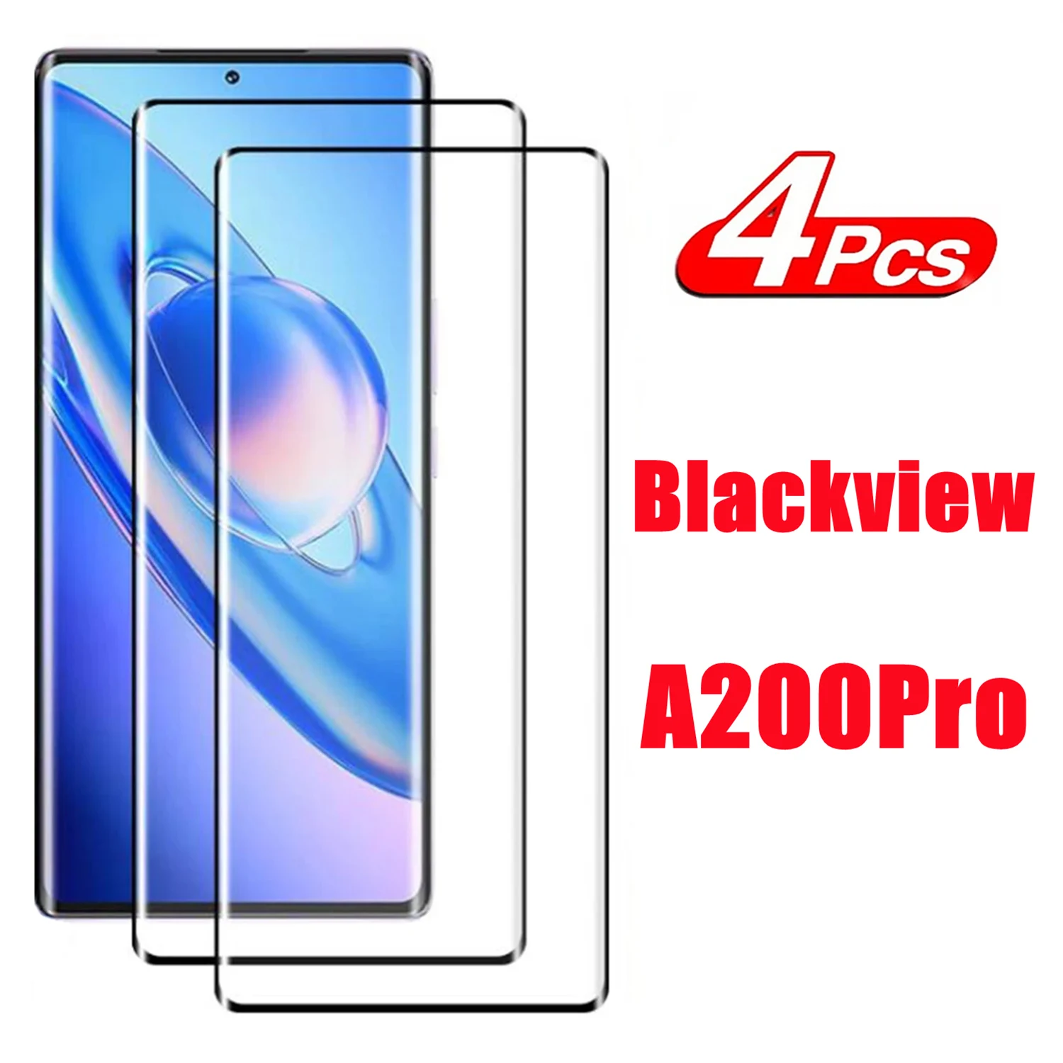 Pegamento de vidrio templado curvo 3D de cuatro lados para película Blackview A200 Pro