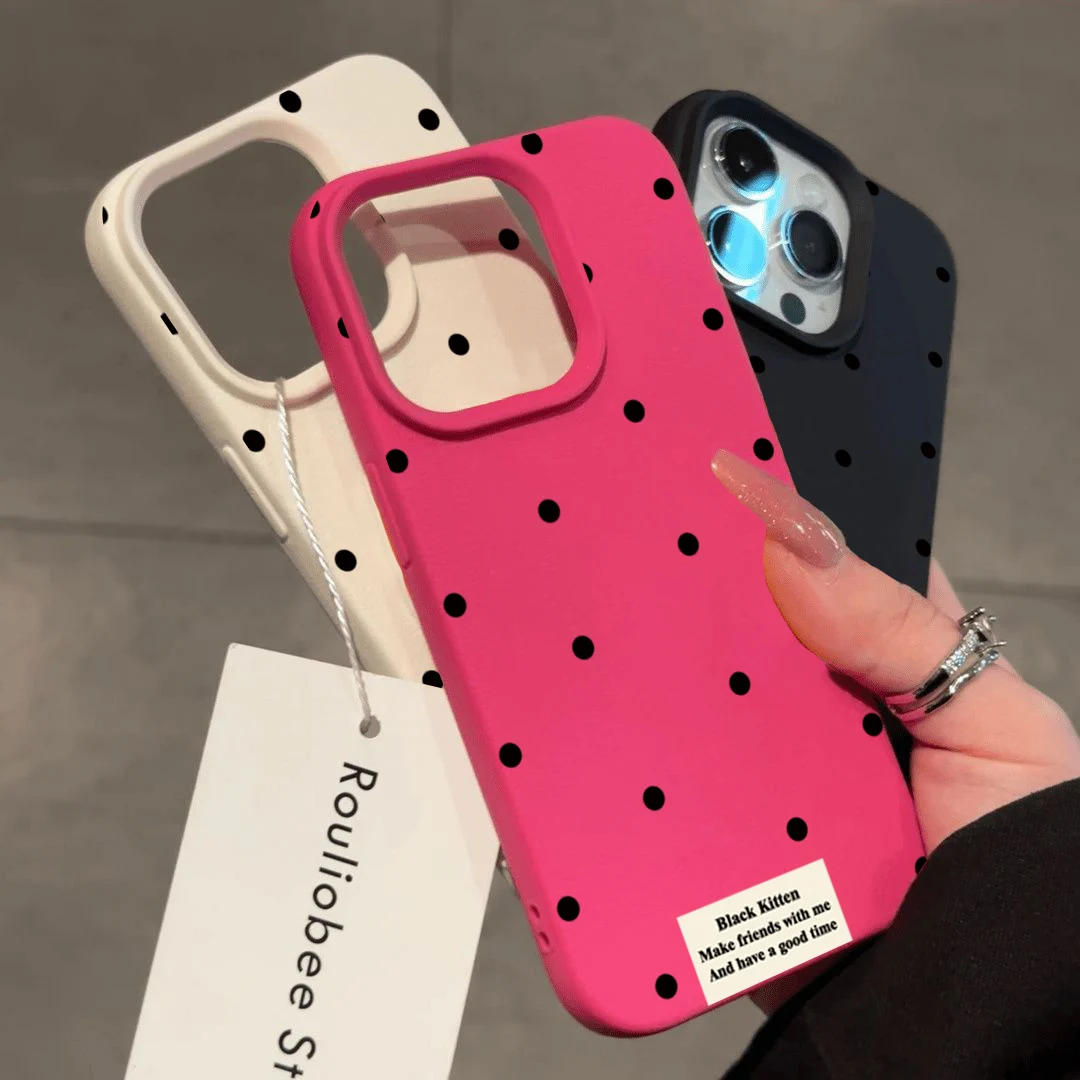 Funda de teléfono de silicona con diseño de lichi Poin de onda negra para iPhone 12 13 14 15 16 Pro Max XS XR 16 15 14 Plus cubierta de parachoques a prueba de golpes - imagen 3