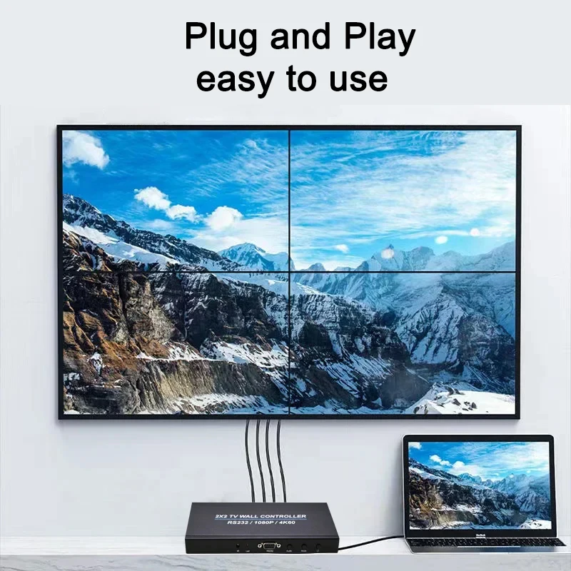 Controlador de pared de vídeo 4K 60Hz 2x2 1x2 2x1 3x1 1x3 4x1 1x4 HDMI procesador de empalme de pantalla múltiple empalmador de TV RS232 1080p - imagen 4